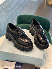 Prada Brushed Leather Monolith Loafers - 3