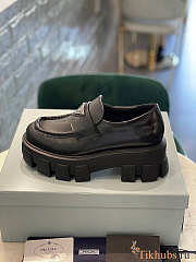 Prada Brushed Leather Monolith Loafers - 4