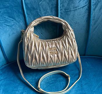 Miumiu Wander Matelassé Nappa Leather Bag Gold 23x13x7cm