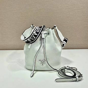 Prada Leather Bucket Bag White 25x19.5x14cm