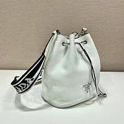 Prada Leather Bucket Bag White 25x19.5x14cm - 2