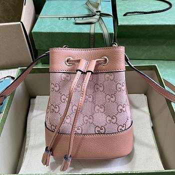 Gucci Ohidia GG Mini Bucket Bag Pink Canvas 15.5x19x9cm