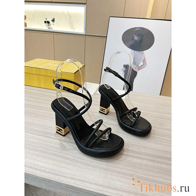 Fendi Baguette Black Nappa Leather Sandals 8.5cm - 1