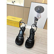 Fendi Baguette Black Nappa Leather Sandals 8.5cm - 2