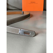 Hermes Kelly 18 Silver Hardware Gray Belt - 3