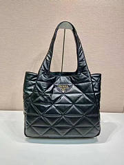 Prada Large Nappa Tote Bag With Stitching Black 38x34x17cm - 1