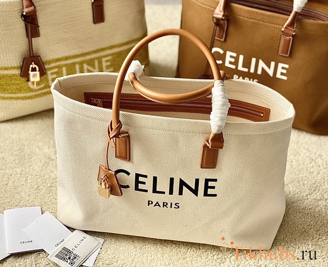 Celine Horizontal Cabas Natural Tan Canvas 44x32x16cm - 1