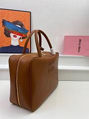 Miumiu Leather Top Handle Brown Bag 34x23x10cm - 5