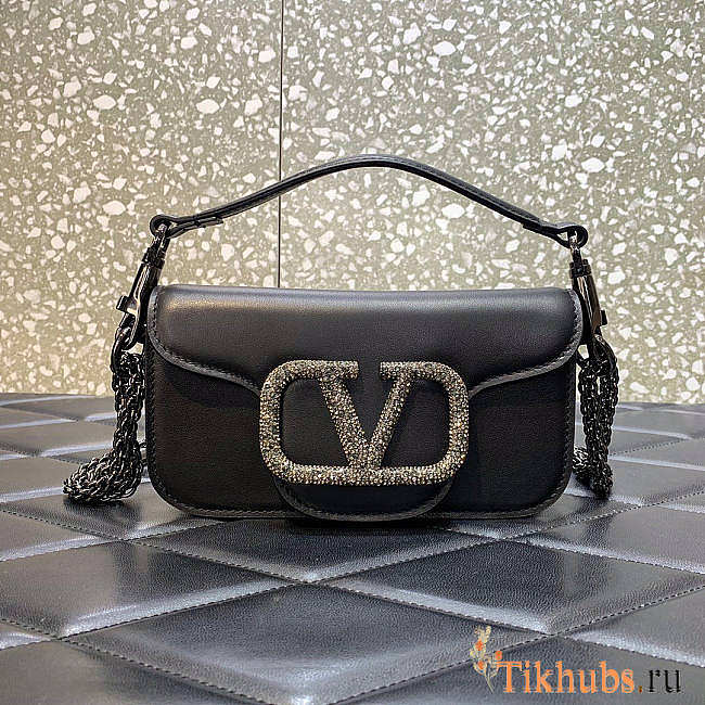 Valentino Small Shoulder Bag With Jewel Logo Black 20x11x5cm - 1