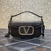 Valentino Small Shoulder Bag With Jewel Logo Black 20x11x5cm - 1