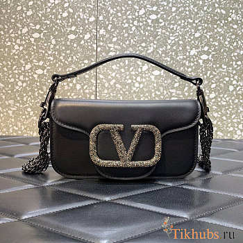 Valentino Small Shoulder Bag With Jewel Logo Black 20x11x5cm