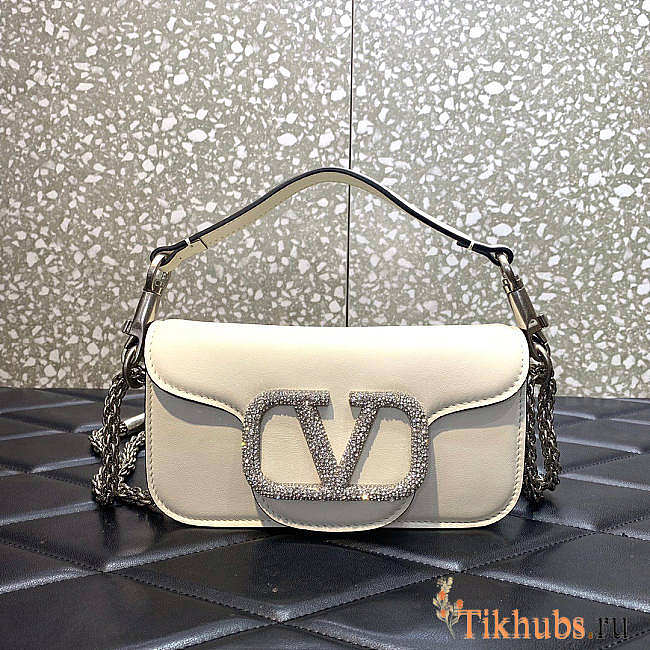 Valentino Small Shoulder Bag With Jewel Logo White 20x11x5cm - 1