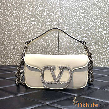 Valentino Small Shoulder Bag With Jewel Logo White 20x11x5cm