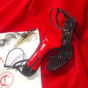 Christian Louboutin So Me Red Sole Spike Black Leather Sandals - 4