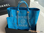 Chanel Maxi Shopping Bag Blue And White 44x32x21cm - 1