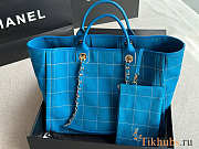 Chanel Maxi Shopping Bag Blue And White 44x32x21cm - 3