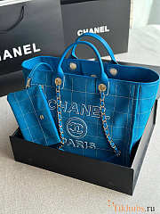 Chanel Maxi Shopping Bag Blue And White 44x32x21cm - 6