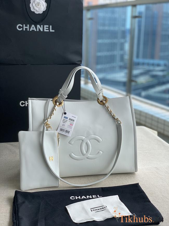 Chanel 22 Calfskin Tote Bag Large White 39x29x15cm - 1