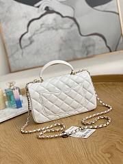 Chanel Top Handle Flap Bag White Lambskin Gold 20cm - 6