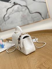 Chanel Top Handle Flap Bag White Lambskin Gold 20cm - 5