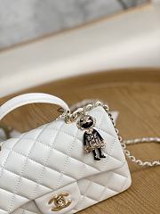 Chanel Top Handle Flap Bag White Lambskin Gold 20cm - 4