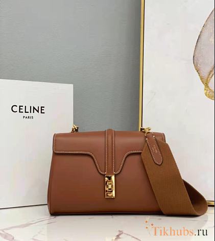 Celine Soft 16 Bag Smooth Calfskin Teen Brown 23×15×9cm - 1