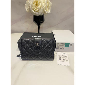 Chanel Wallet Caviar Silver Black 15x10cm