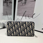 Dior Long Zip Wallet Beige Black Oblique Print 19.5x10.5x3cm - 6