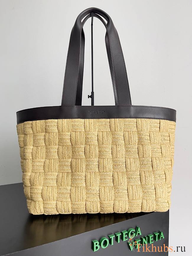 Bottega Veneta Cassette Tote Bag Intreccio Woven Raffia 35x44x22.5cm - 1