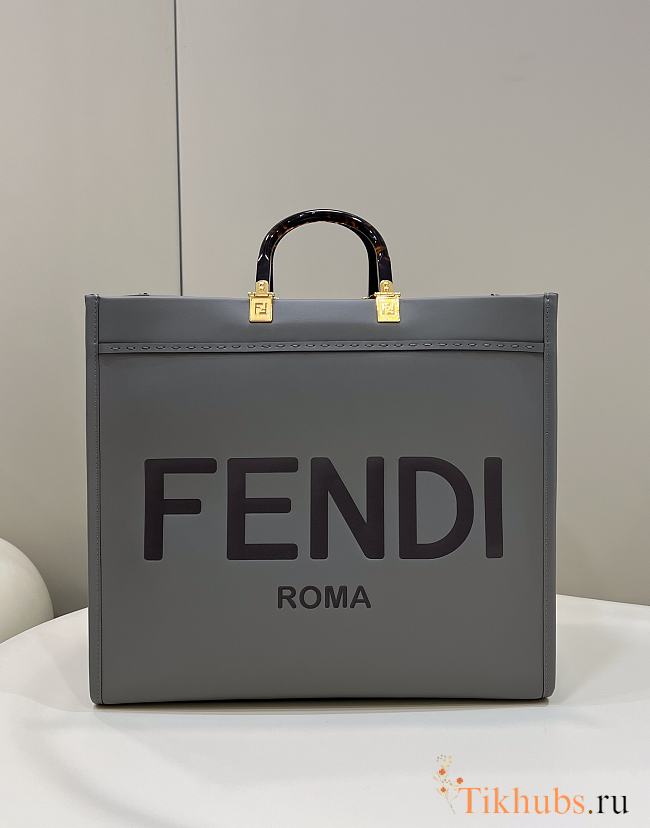 Fendi Sunshine Medium Gray Leather Shopper 35x31x17cm - 1