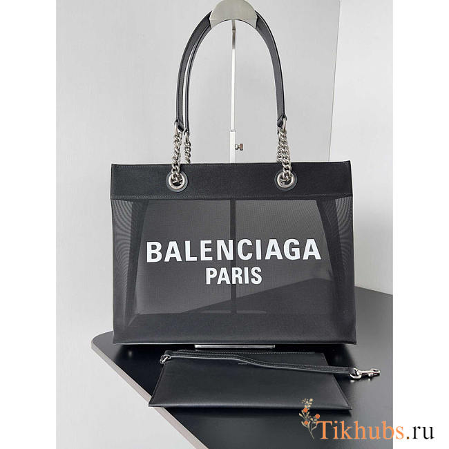 Balenciaga Duty Free Medium Mesh Tote Bag Black 35x18.8x13.9cm - 1