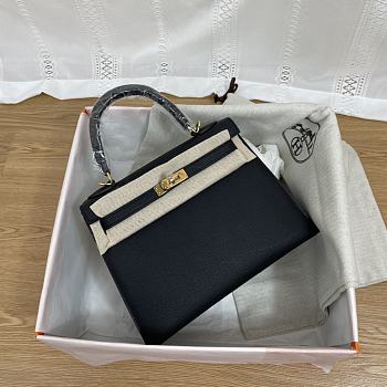 Hermes Kelly Black Epsom Gold 25cm