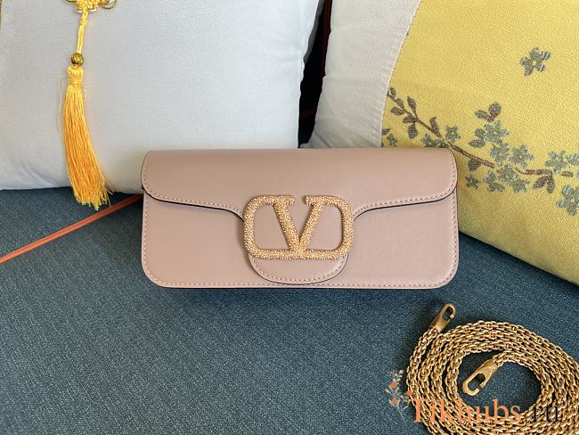 Valentino Loco Shoulder Bag With Jewel Logo Nude 27x13x6cm - 1