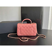 Chanel Flap Bag Top Handle Mini Pink Lambskin 20x13x9cm - 6