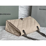 Balenciaga Crush Quilted Shoulder Bag Calfskin Beige 31x20x12cm - 4