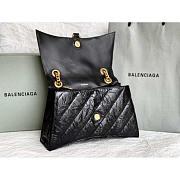 Balenciaga Crush Quilted Shoulder Bag Calfskin Black 31x20x12cm - 4