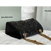 Balenciaga Crush Quilted Shoulder Bag Calfskin Black 31x20x12cm - 2