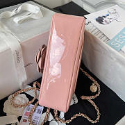 Chanel 2023 Patent Leather Camellia Catwalk Style Chain Bag Pink 20cm - 4