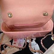 Chanel 2023 Patent Leather Camellia Catwalk Style Chain Bag Pink 20cm - 3