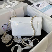 Chanel 2023 Patent Leather Camellia Catwalk Style Chain Bag White 20cm - 3