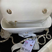 Chanel 2023 Patent Leather Camellia Catwalk Style Chain Bag White 20cm - 2