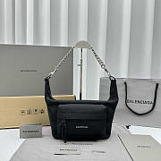 Balenciaga Raver Medium Nylon Shoulder Bag Black 24x18x8cm - 1