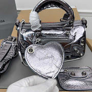 Balenciaga Le Cagole Mini Leather Duffel Bag Silver 19.8x14x11.9cm - 2