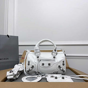 Balenciaga Le Cagole Mini Leather Duffel Bag White 19.8x14x11.9cm