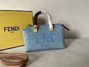 Fendi By The Way Mini Light Blue Denim Small Boston Bag 20.5x12x9cm - 1