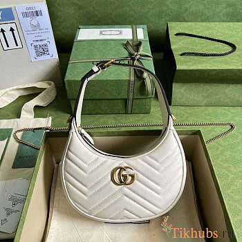 Gucci GG Marmont Half Moon Shoulder Bag White 21.5x11x5cm