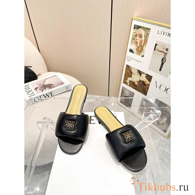 Loewe Anagram Padded Leather Mules Black - 1