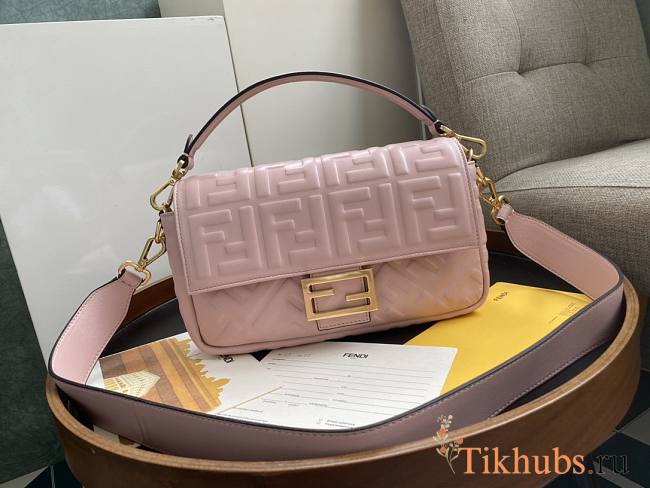 Fendi Baguette Pink Leather Bag 27cm - 1