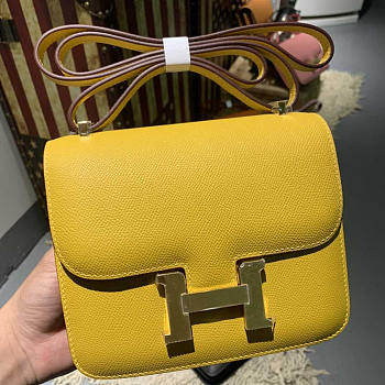 Hermes Mini Constance Epsom Leather Yellow Gold 19cm