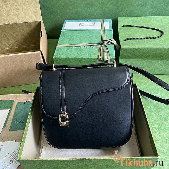 Gucci Equestrian Inspired Shoulder Bag Black 21x20x7cm - 1